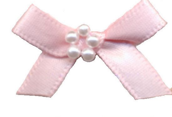 RBP117 - RIBBON BOW WITH PEARLS 117 LT PINK - Just Crafts Wholesale Ltd