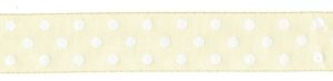 SUPER RIBBON POLKA DOT 25MM 04 BEIGE WHITE DOT