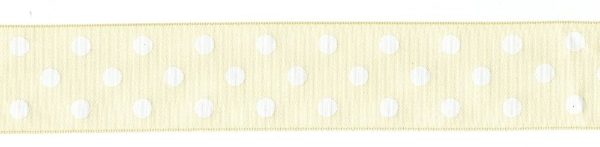 SUPER RIBBON POLKA DOT 25MM 04 BEIGE WHITE DOT