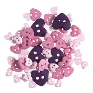 B6166-11 - MINI CRAFT BUTTONS - HEARTS LILAC