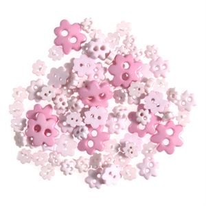 B6168-6 - MINI CRAFT BUTTONS - FLOWERS PINK