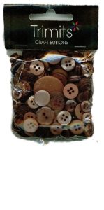 B6210-27-50G - MIXED CRAFT BUTTONS TABAC(TAN) 50G X PACK5