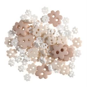 B6168-1 - MINI CRAFT BUTTONS - FLOWERS WHITE