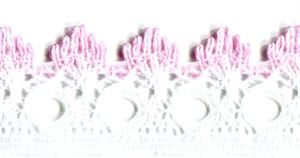 L43504-45 - KNITTING IN EYELET LACE 18MM PINK/WHITE