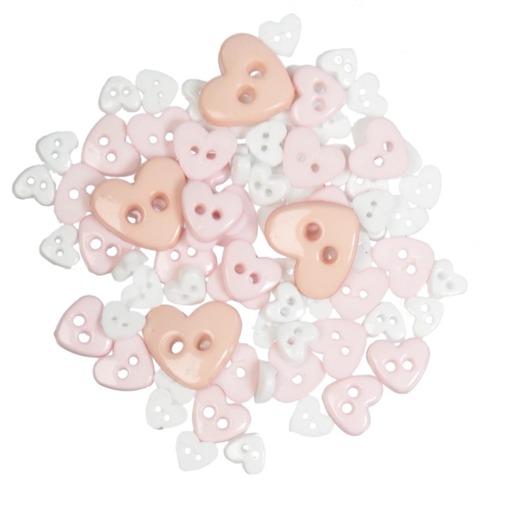 50 Tiny 6 Mm Pink Heart Shape Buttons for Sewing, Knitting and Craft. Heart  Shape Buttons. Tiny Doll Buttons. 