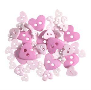 B6166-6 - MINI CRAFT BUTTONS - HEARTS PINK