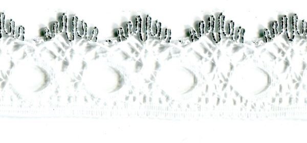 L435SLV-30 - KNITTING IN EYELET LACE 18MM SILVER/WHITE