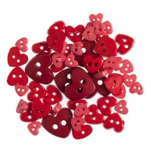 B6166-8 - MINI CRAFT BUTTONS - HEARTS RED